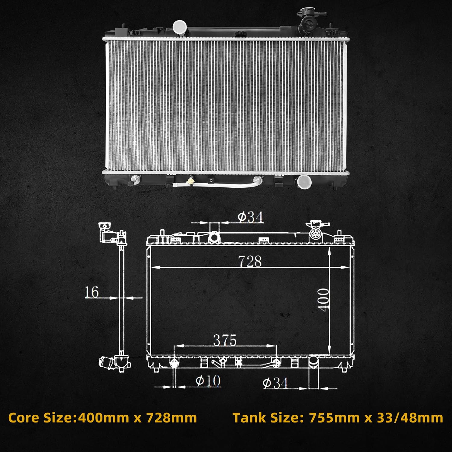 DWVO Radiator Compatible with 2007-2011 Camry L4 2.4L, 2010-2011 Camry 2.5L 4CYL DWRD1081