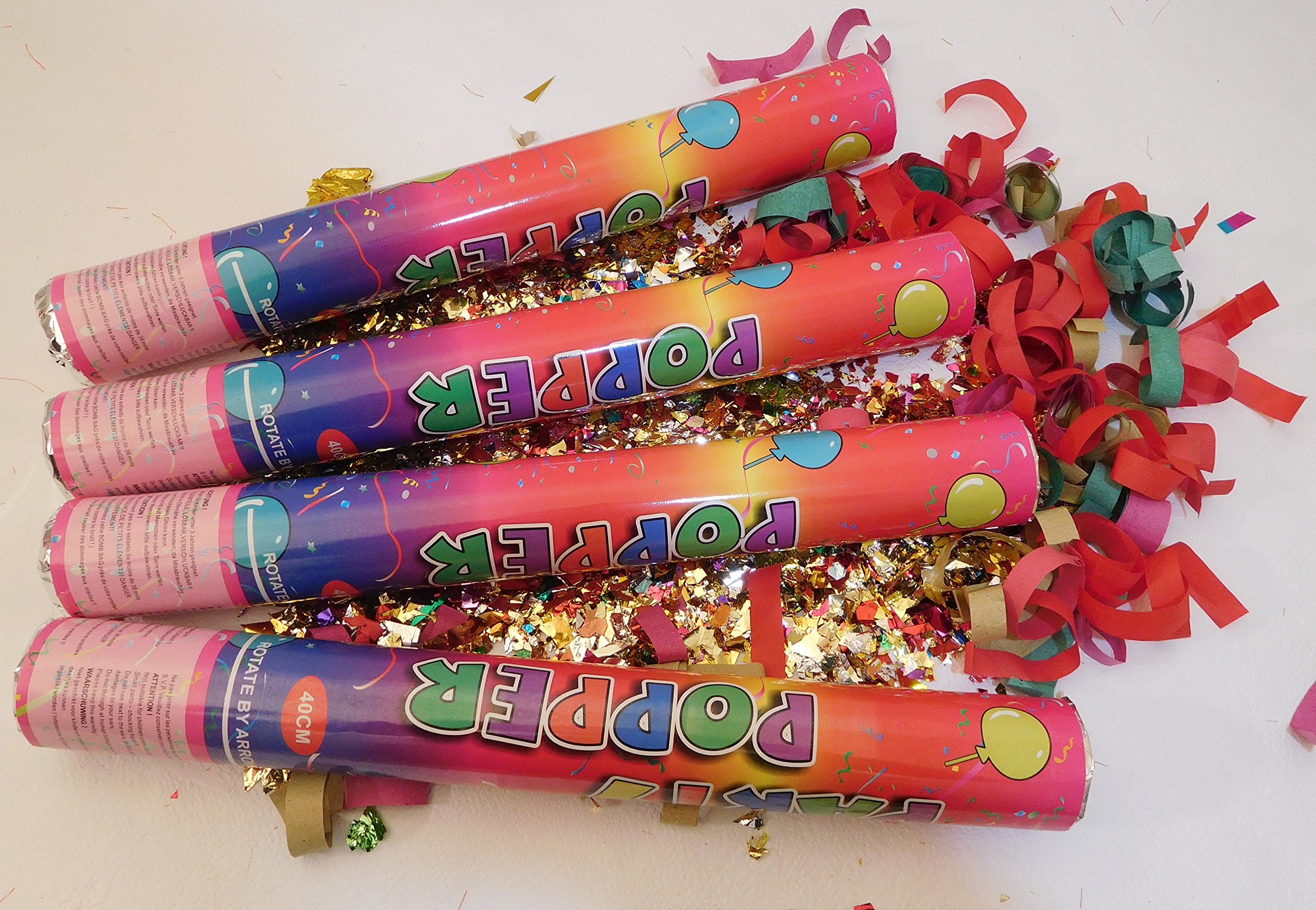 8x Konfettikanone Bunt 40 cm Party Popper Konfetti Shooter Kanonen Poppers Confetti Kanone Küche, Haushalt & Wohnen