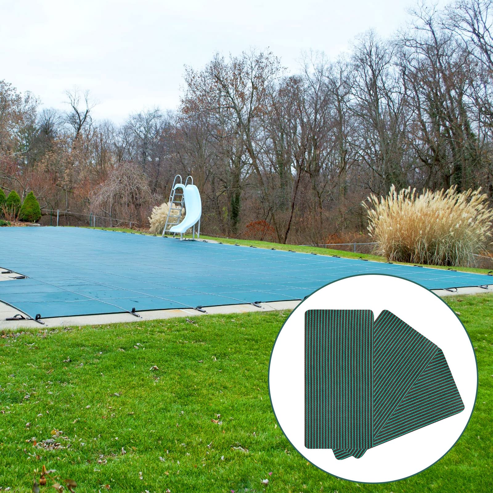 Kit patch di sicurezza per piscina, kit di riparazione di sicurezza per piscina, rete verde autoadesiva (20 x 30 cm, 22)