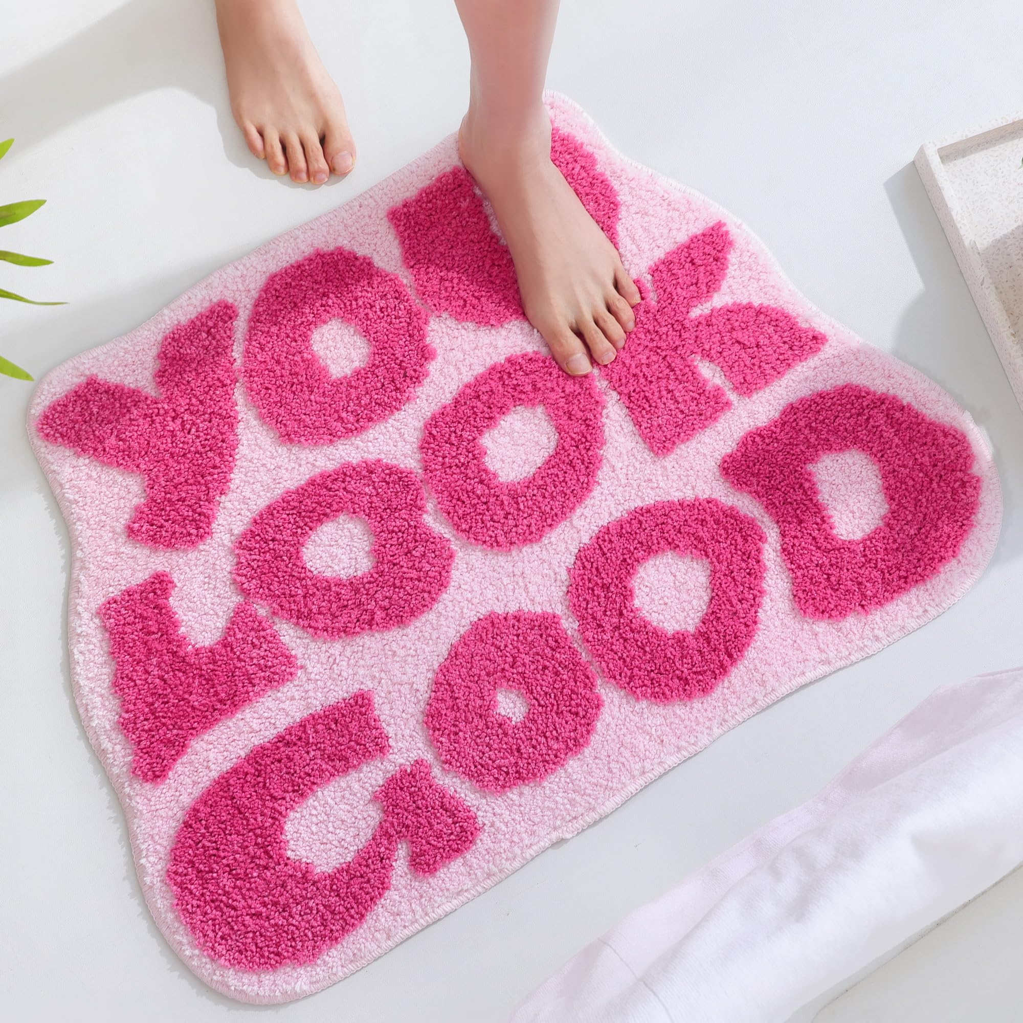 Panstar You Look Good Bath Mat Non Slip Pink Bathroom Rug for Girls Absorbent Cute Funny Funky Cool