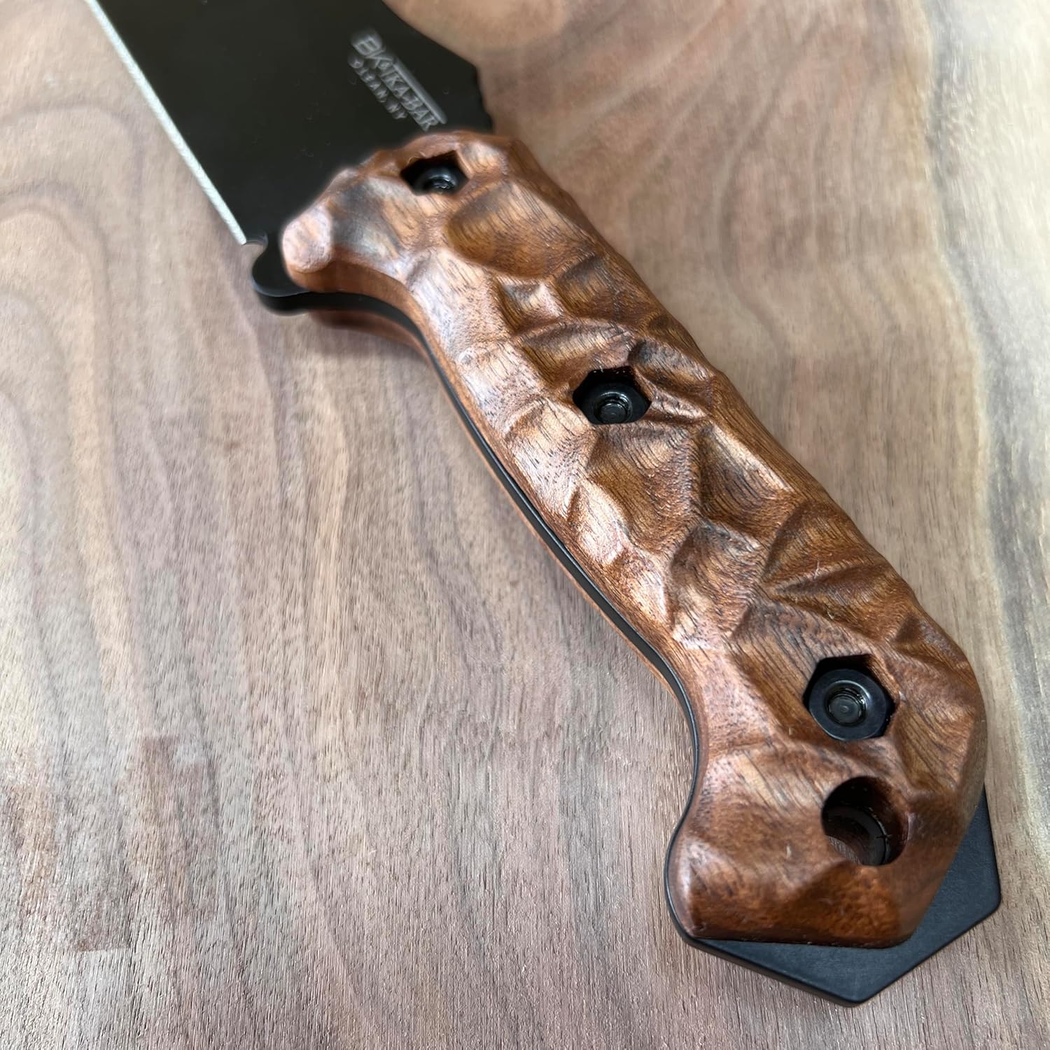 Royalcurl walnut scales handles compatible with Ka-Bar Becker bk-2, bk-7, bk-9, etc models knife