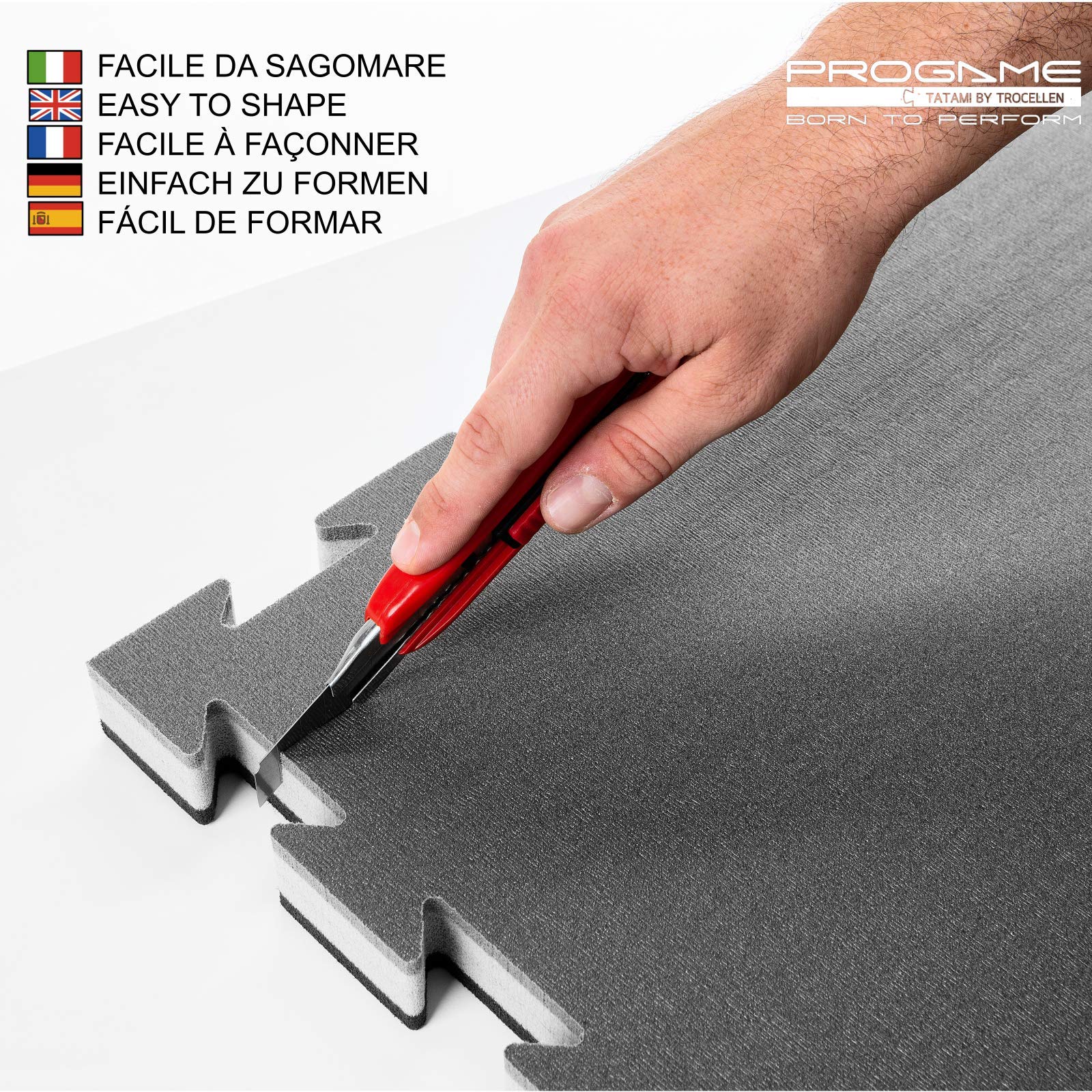 ProGame Kit 8 Pezzi Tatami Palestra 3.5 cm GYM-Home Nero/Grigio 50x50 cm Tatami Puzzle Componibile - Made in Italy