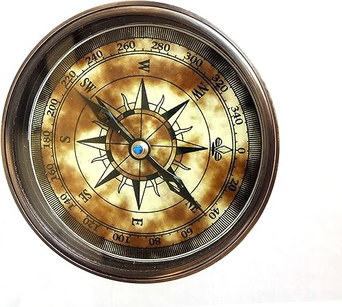 Miniatura 3 de Temporizador náutico de reloj de arena de 5 minutos, temporizador de arena de latón macizo con brújula totalmente funcional en ambos lados (brújula