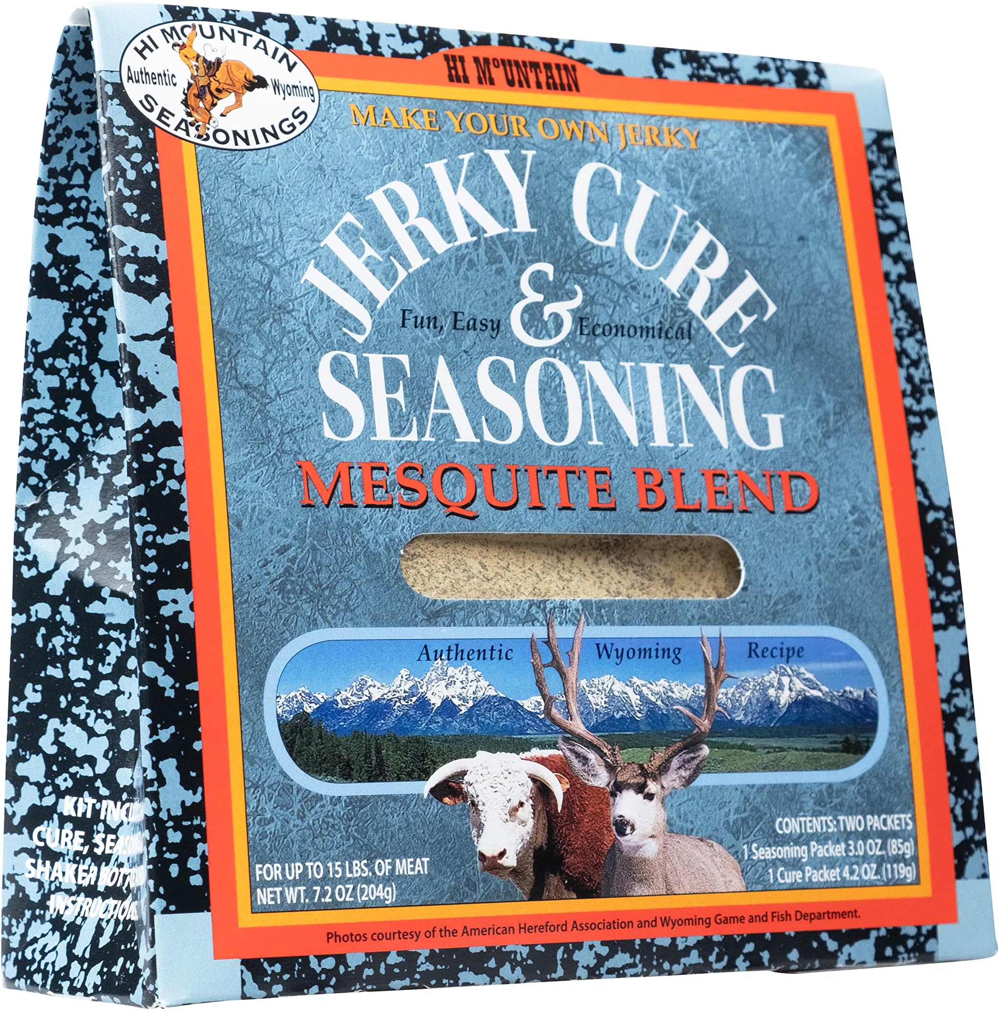 Hi Mountain Jerky Seasoning and Cure Kit | MESQUITE BLEND | Beef Jerky Seasoning | Perfect for Beef, Venison, Elk, & Deer | Seasons up to 15 lbs. of Meat (1 Box)