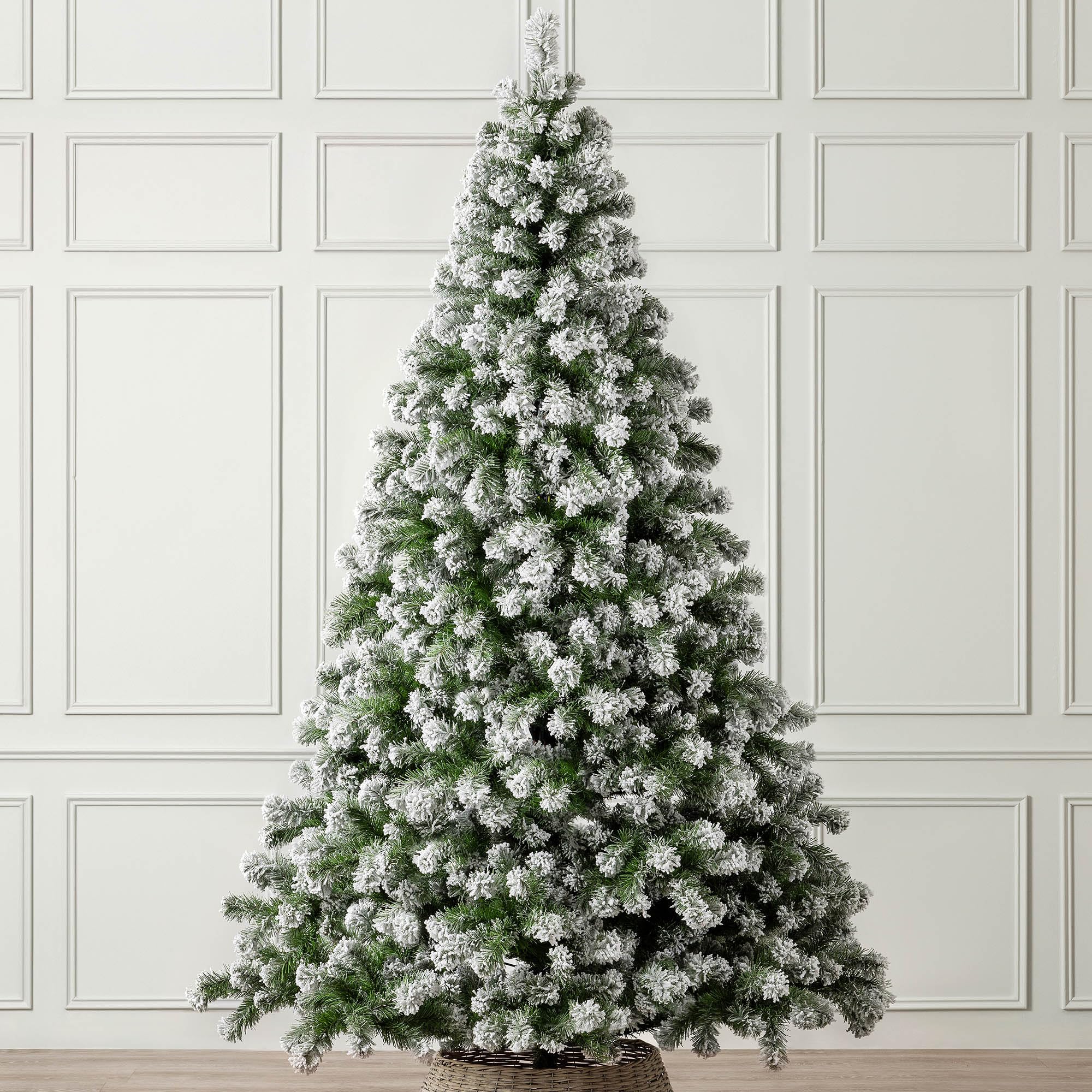 Christow 8Ft - Snowy Spruce Chamonix Spruce Flocked Christmas Tree, 8Ft