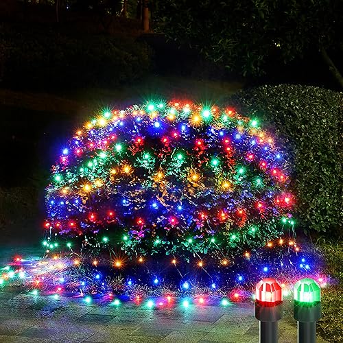 WBao Luces de Navidad para exteriores, 200 bombillas LED F8, 8.4 pies x 5.2 pies, luces de arbustos de Navidad con 8 modos, temporizador,