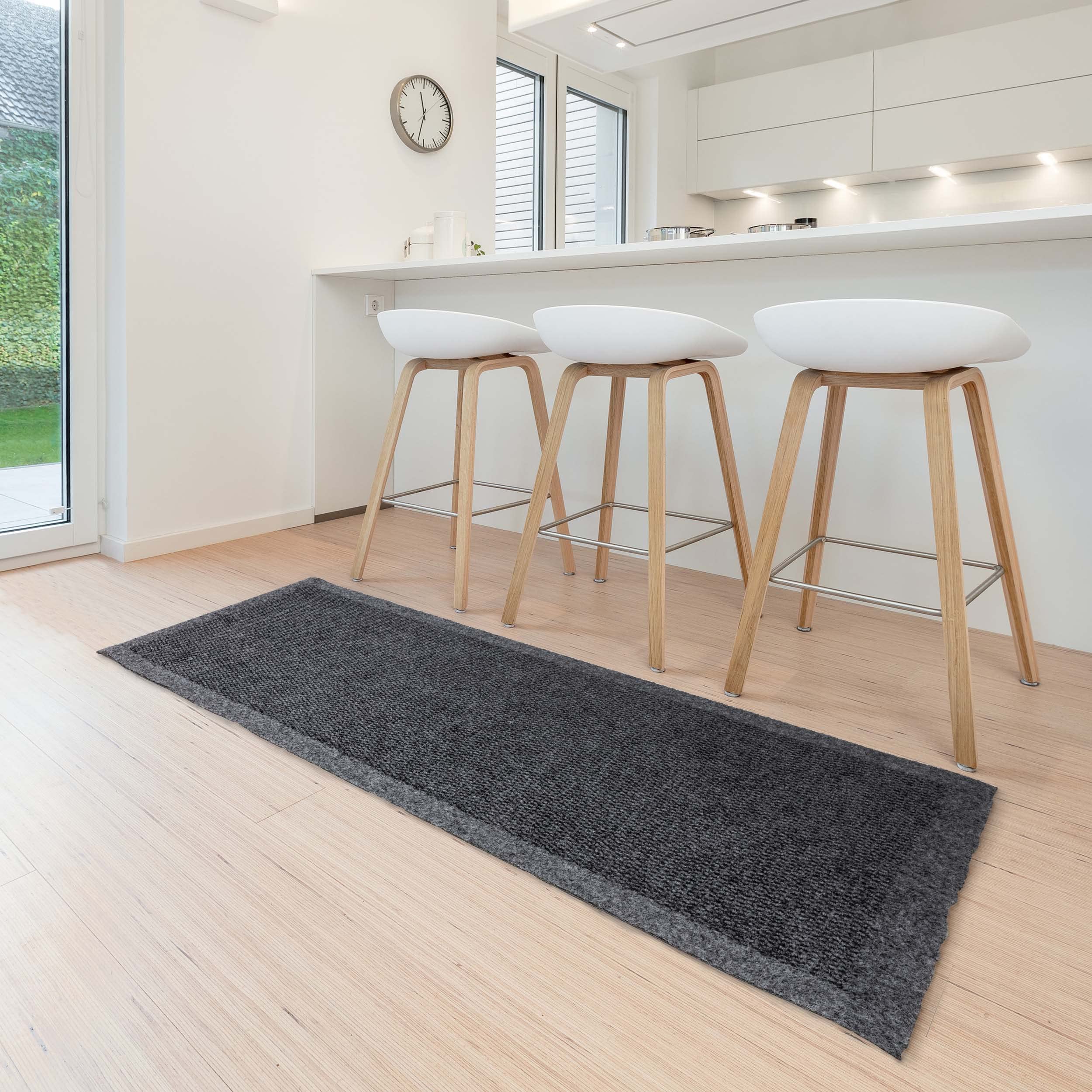 Astra Fußmatte innen rutschfest 67x250 cm - Schmutzfangmatte Silber Küchenläufer Flur Läufer - robuste Fußabtreter Sauberlaufmatte wasserabweisend