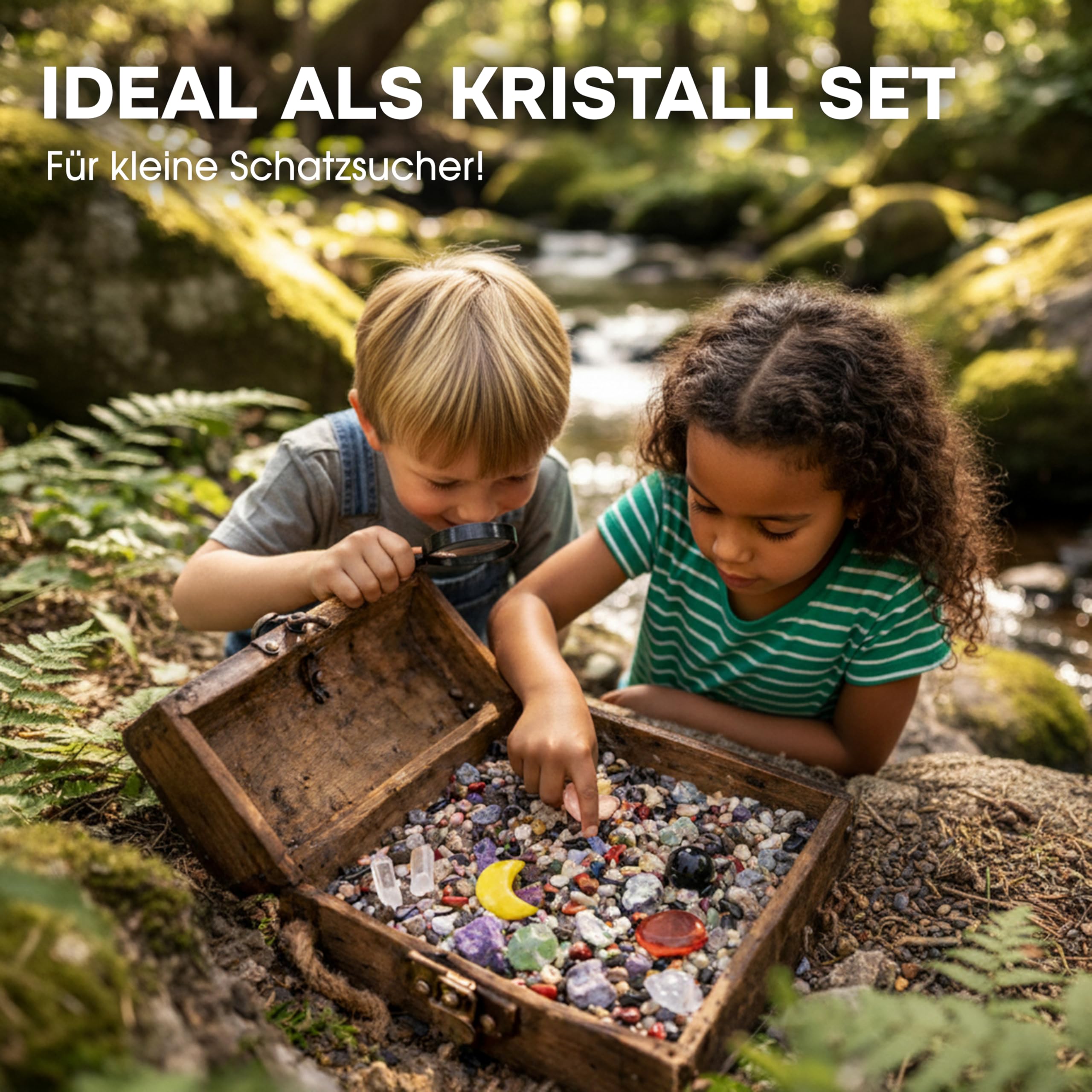 PURAJA Edelstein Set für Kinder | Kristall Konfetti | Edelsteine & Kristalle Mix | Natursteine & Rohsteine für Kindergeburtstag, Schatzsuche, Mitgebsel & Geschenk
