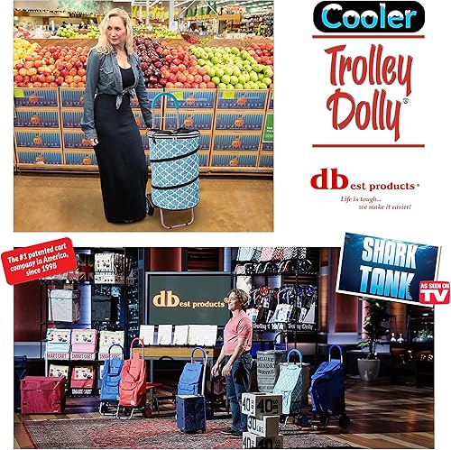 Miniatura 4 de Bigger Cooler Trolley Dolly - Carrito de compras plegable aislado con bolsa extraíble, con ruedas, bolsa de playa con ruedas, para golf, turquesa