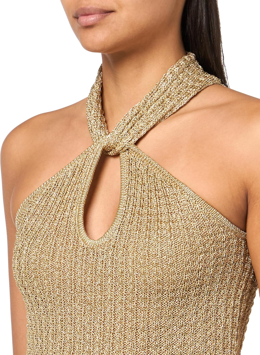 GUESS Women's Sleeveless Halter Keyhole Ella Sweater
