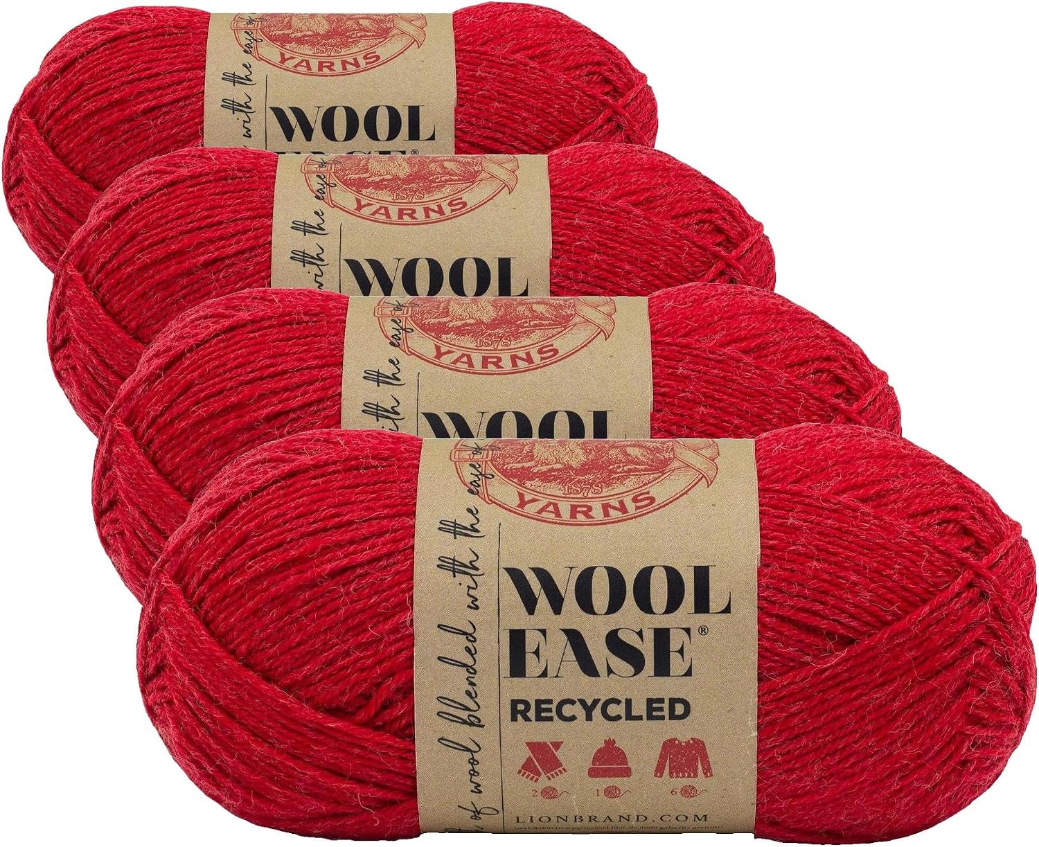 Lion Brand Yarn, Wool-Ease Recycled Crochet Yarn, Black, 1 Pack