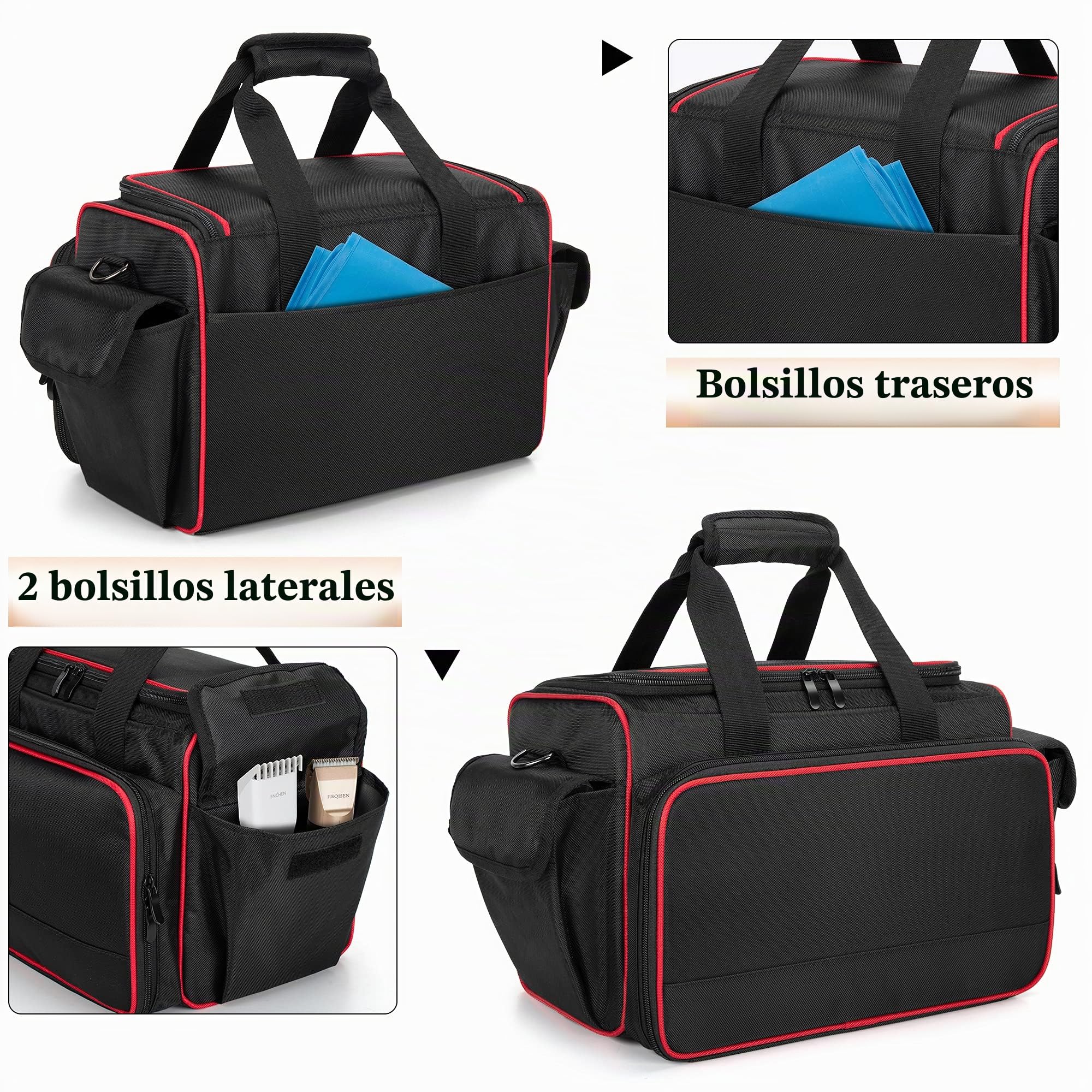 BAFASO Bolsa de Peluquería con Divisores Ajustables, (Solo Bolsa), Negro | Bolsa de Almacenamiento para Herramientas de Peluquería