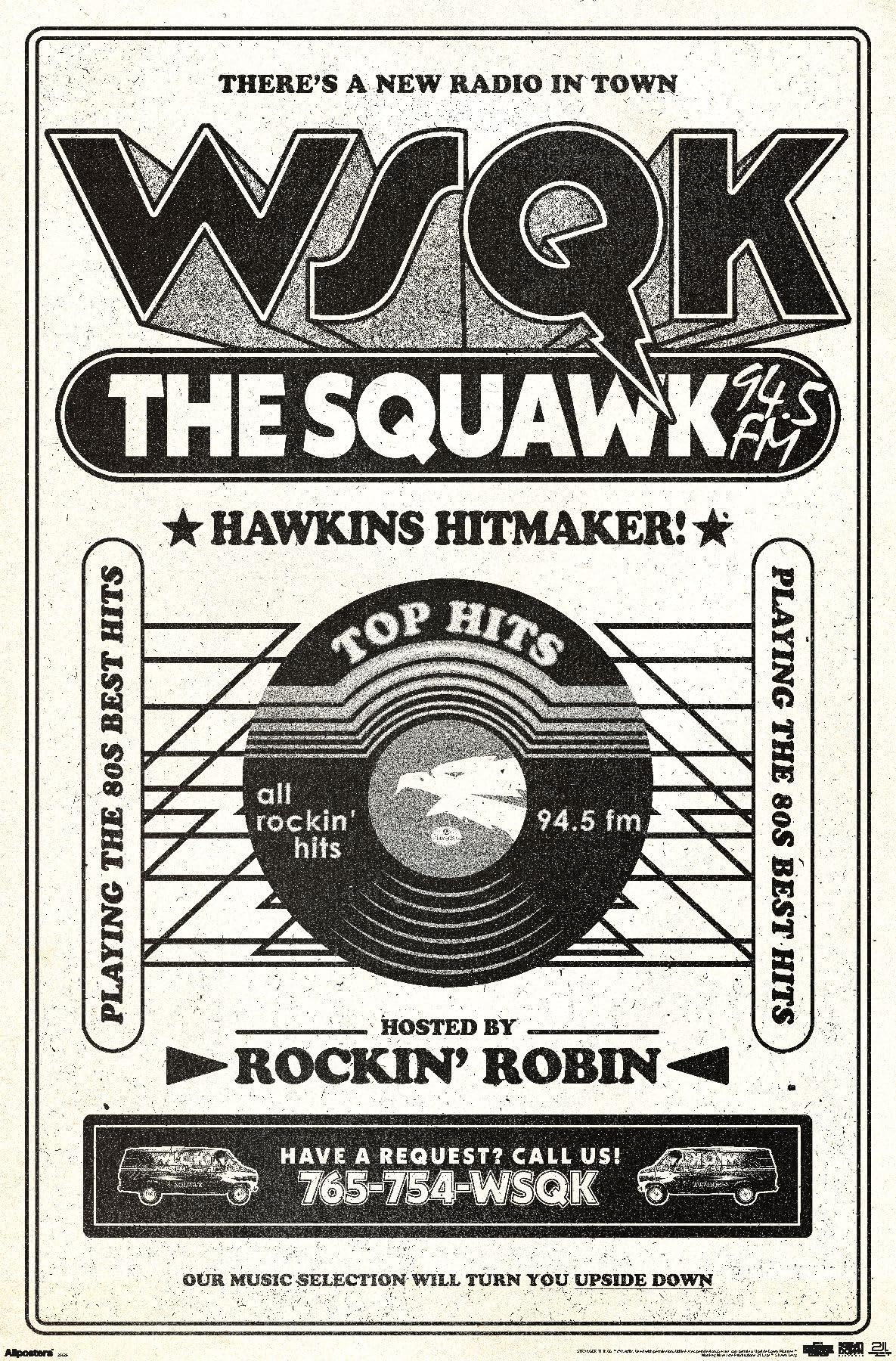 Netflix Stranger Things: Season 5 (2025) - WSQK The Squawk Wall Poster, 19L" x 13W", Premium Unframed Version