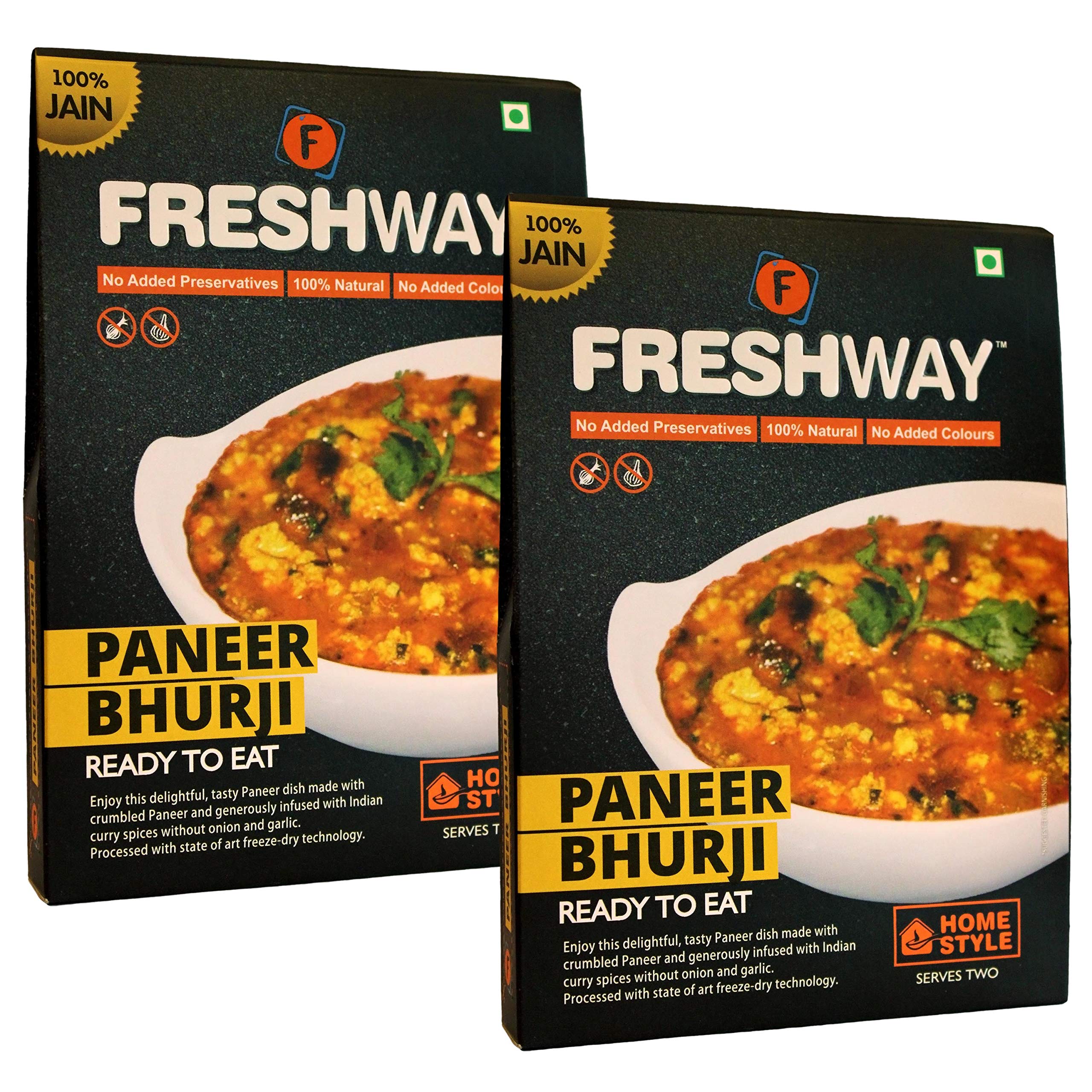 Freshway Pack Of 2 (Jain Paneer Bhurji + Jain Paneer Bhurji) Ready To Eat Freeze Dried With No Added Preservative & Colors