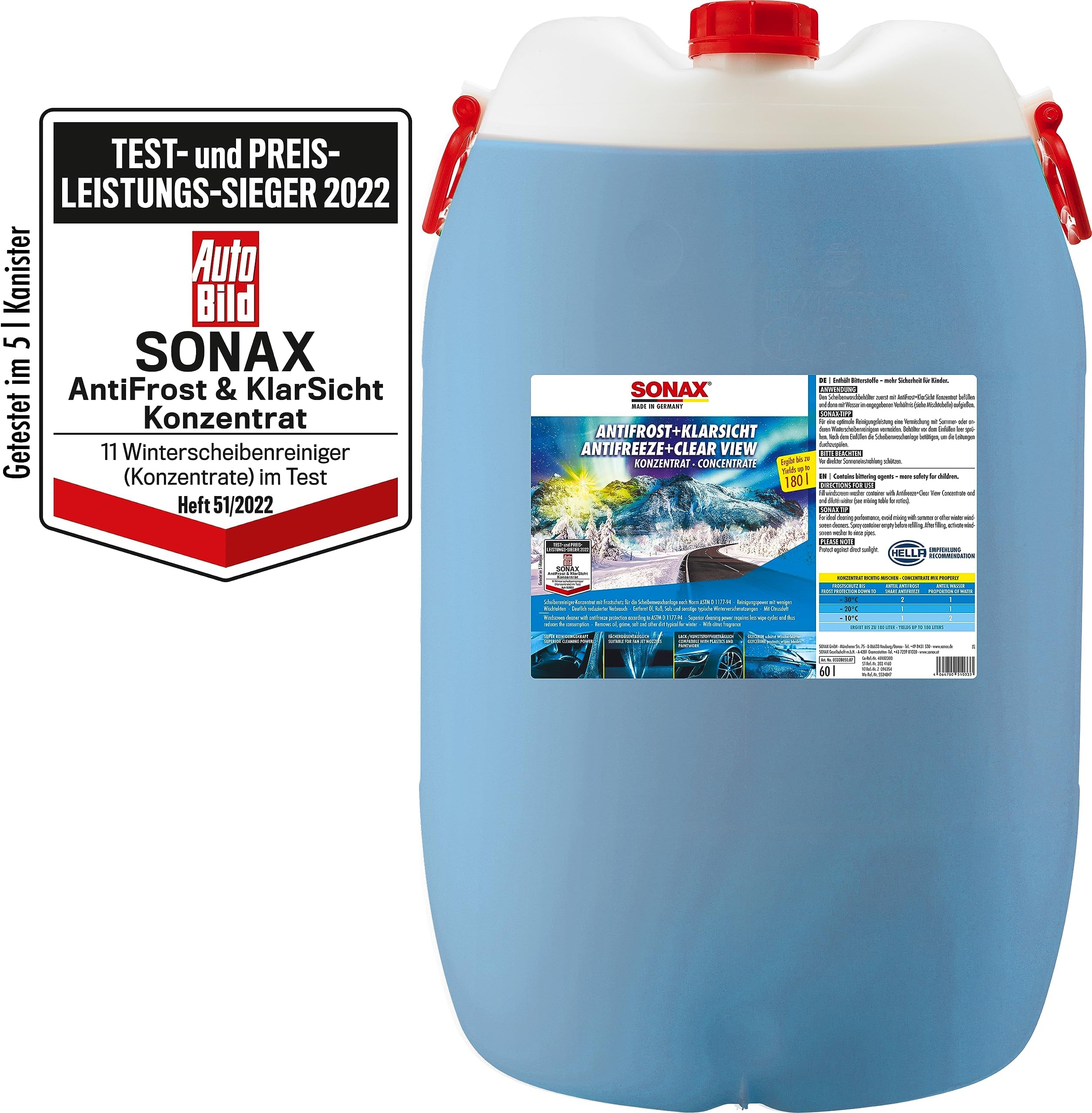SONAX 2x 5 L ANTIFROST+KLARSICHT SWEET HOME BIS ZU -18 ° C SCHEIBEN FROSTSCHUTZ