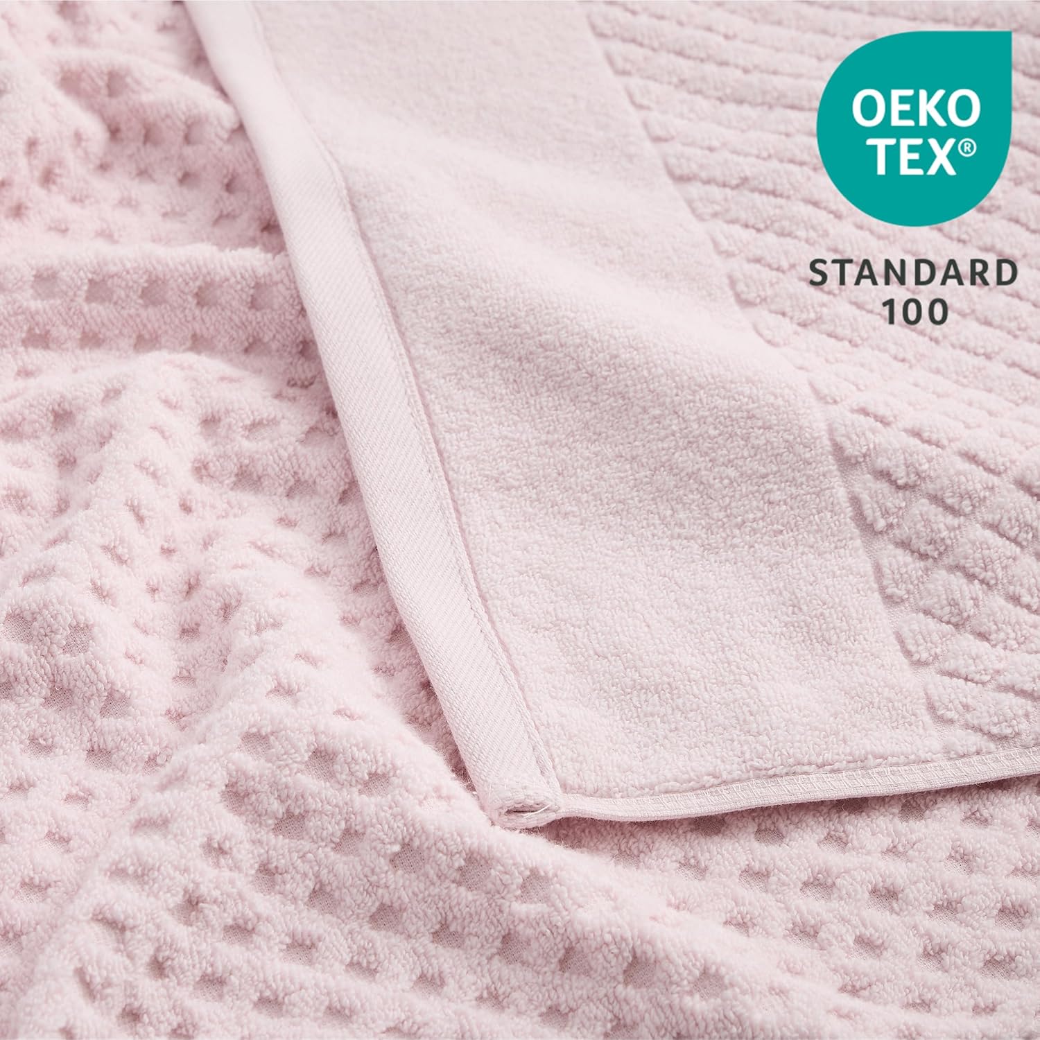 Simple&Opulence Premium 100% Cotton Towel Set 6 Piece, Jacquard Soft Absorbent & Quick Dry Towels for Bathroom, Hotel and Spa, 2 Bath Towels 2 Hand Towels & 2 Washcloths(Pink) - Image 2