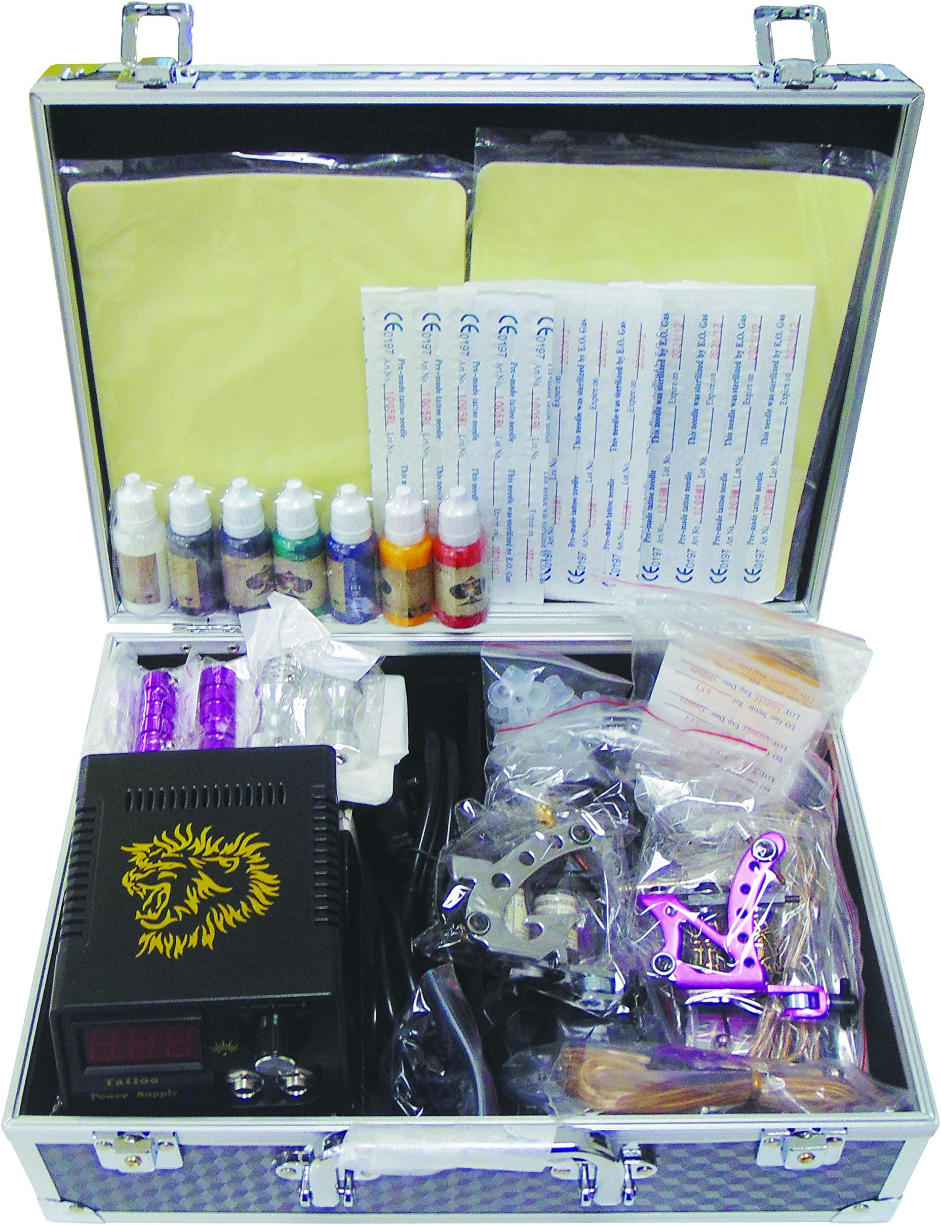 Full Tattoo Kit 2 Guns Ink Machine Skins Tips