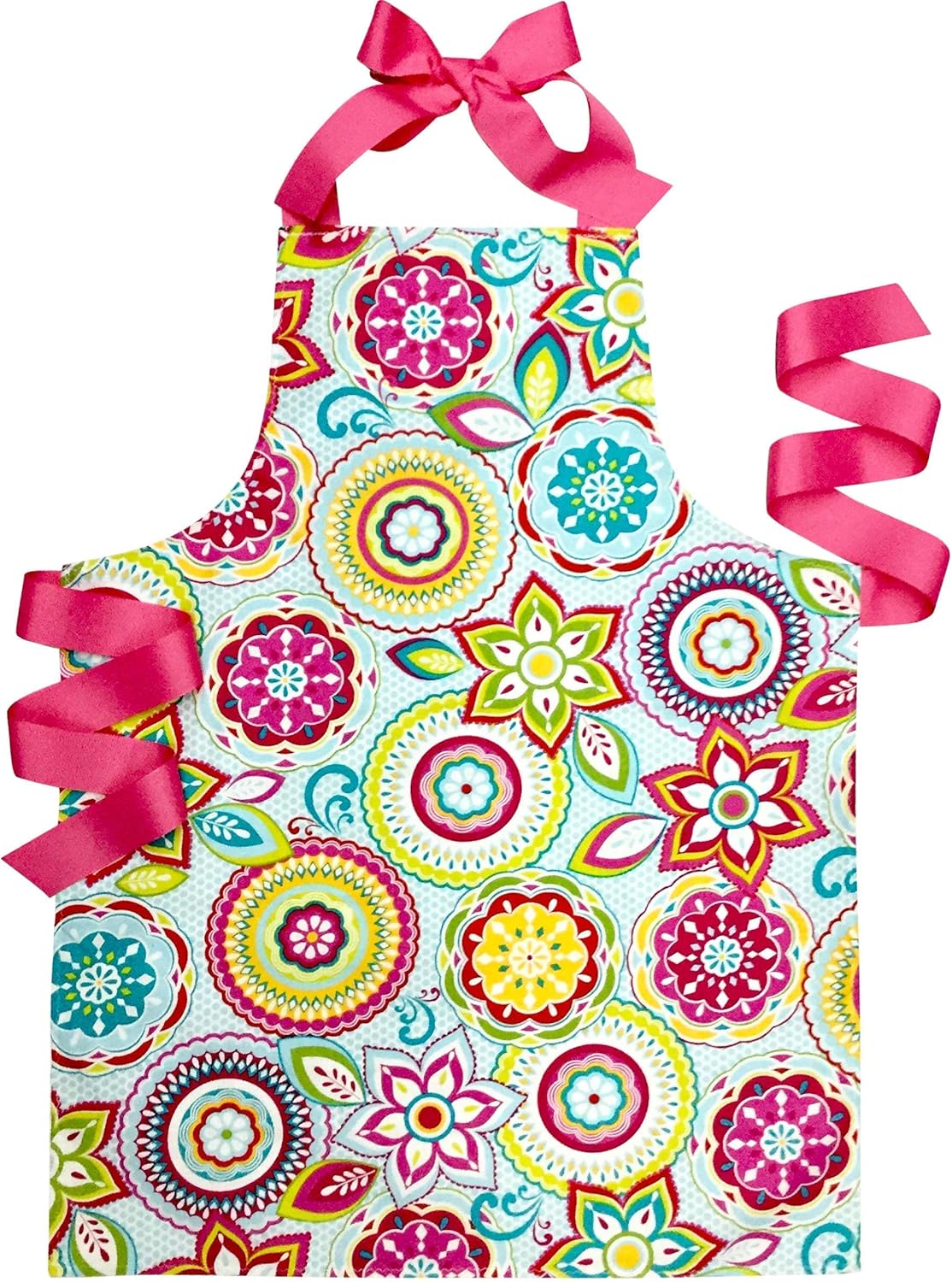 Sara Sews Colorful Pink Floral Handmade Art Craft or Baking Apron Gift for Tween Girl