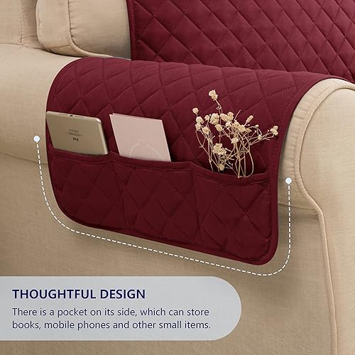 Miniatura 5 de SUBRTEX Juego de funda de sofá incluye fundas de sofá biplaza y silla, protector reversible de muebles de primera calidad con correas elásticas para