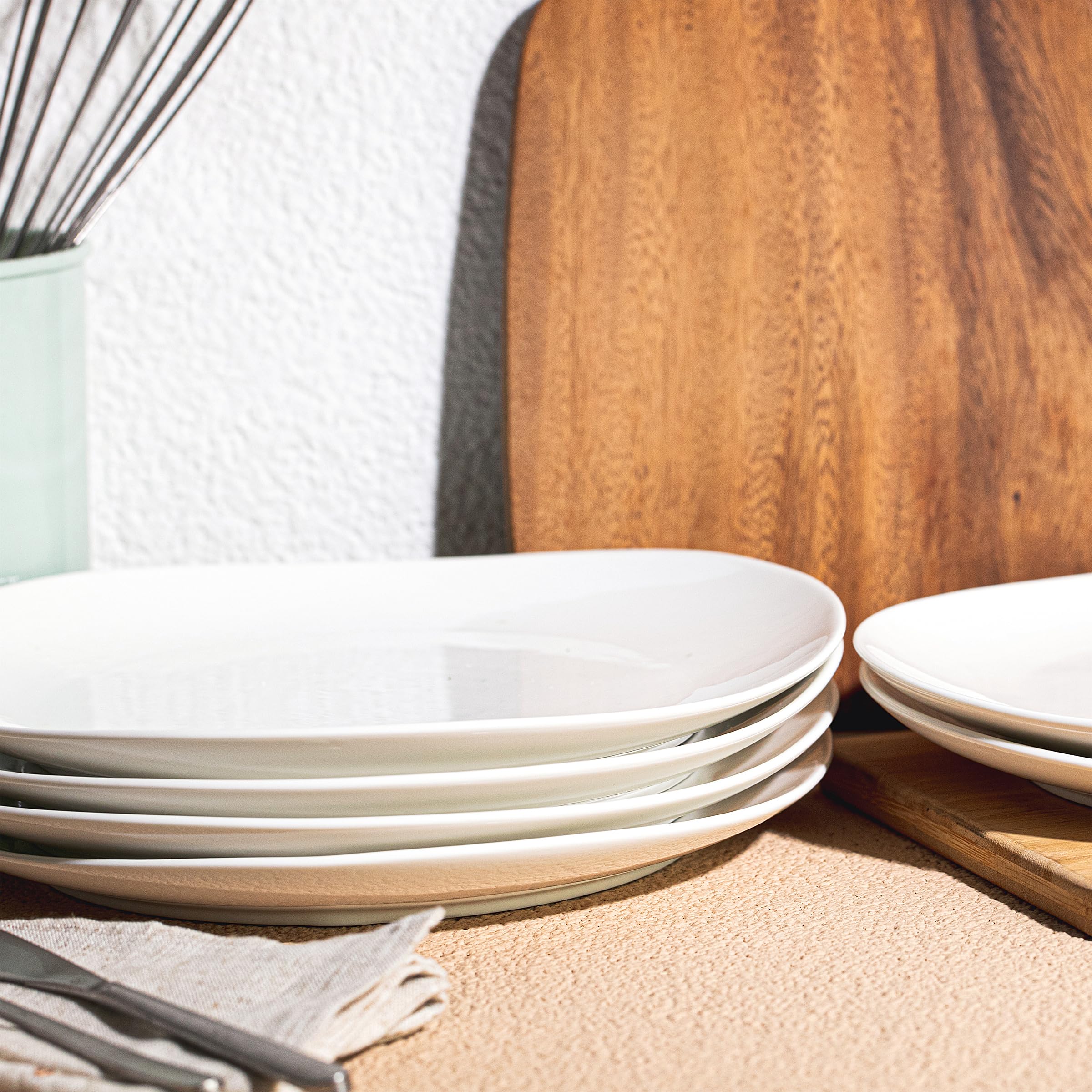 BTaT- Platos de porcelana blanca, juego de 6, 11 pulgadas, platos blancos, platos de porcelana para 6, juegos de platos de porcelana para 6, juego de platos blancos, platos blancos de cerámica, platos