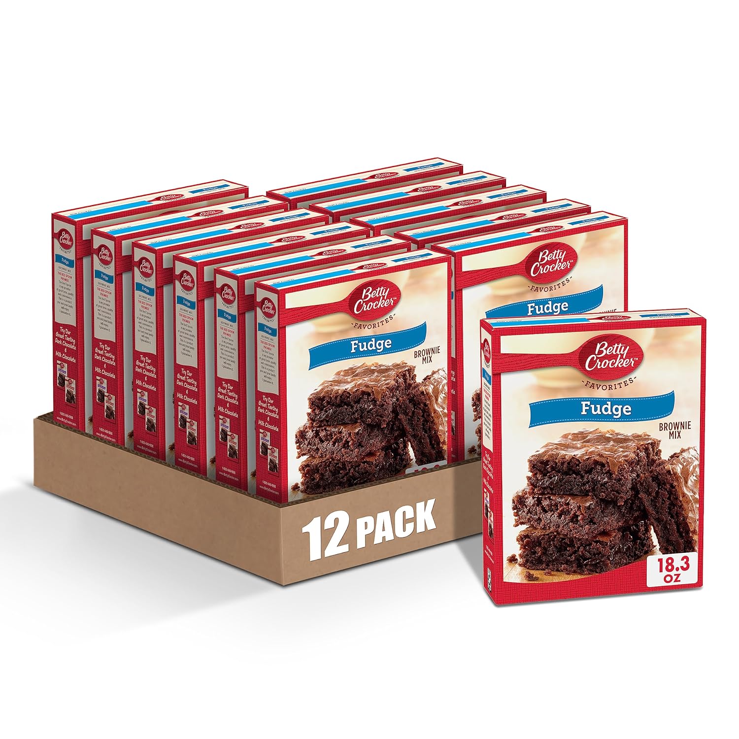 Betty Crocker Fudge Brownie Mix, Family Size, 18.3 oz (Pack of 12)