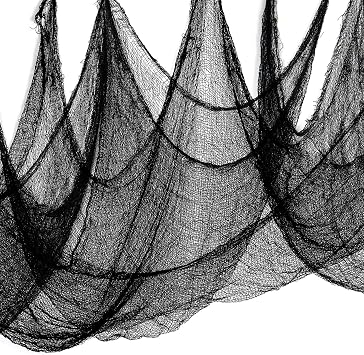 315 x 85 Halloween Black Creepy Cloth,Spooky Fabric Cloth Halloween Decorations Outdoor,Scary Creepy Gauze Black Cloths Party Decor Props for Witch Room,Haunted House,Garden