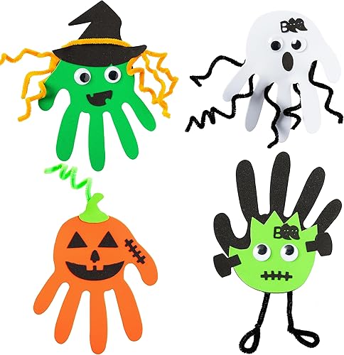 WATINC Kit de 20 piezas de manualidades de espuma de Halloween, diseño de calabaza, bruja, fantasma, imán de espuma para niños, arte de Halloween