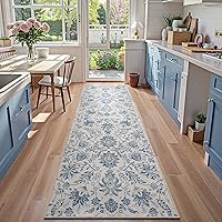 Vista 84 de jinchan Tapete de pasillo o cocina lavable, de época, reverso de hule antideslizante, ultradelgado, floral, para dormitorio, baño, lavandería y sala