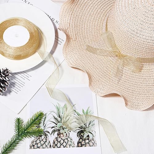 Miniatura 3 de Cinta de organza transparente de 34 de pulgada, 50 yardas, cinta de gasa para envolver regalos, Día del Padre, ramo de boda, manualidades