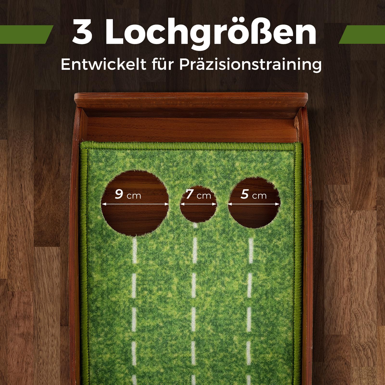 COSTWAY Golf Puttingmatte, Golfmatte mit 1/2/3 Löchern, Auto Rückkehr Übungsmatte mit 3 Golfbällen & Kunstrasen, Putting Trainer Indoor Outdoor für Anfänger, Profis (3 Löcher)