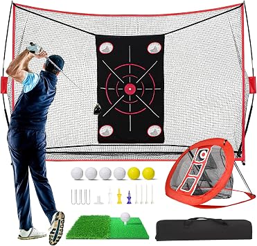 Golf Net, 10x7ft Practice Net with Chipping Nets, Gifts for Golfer