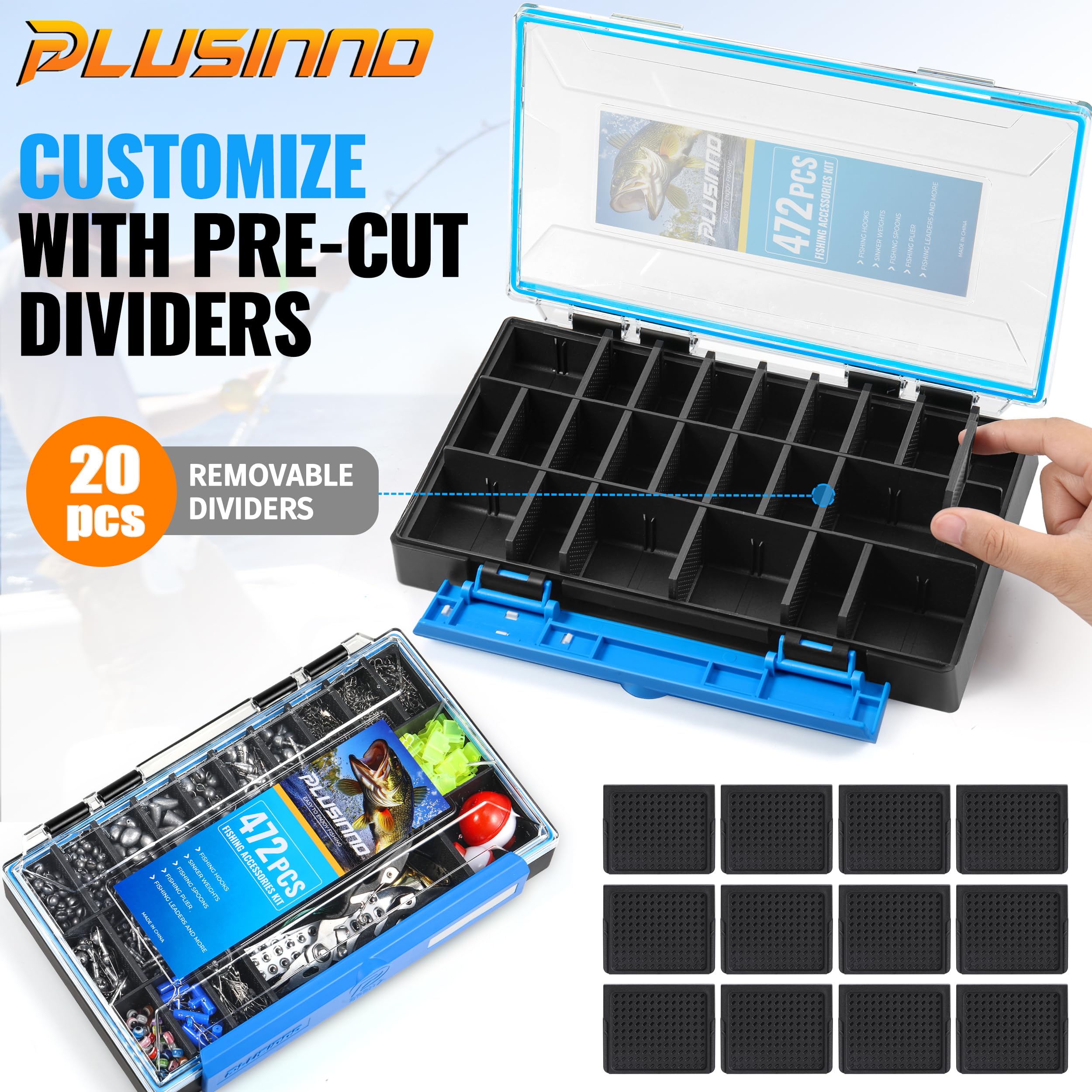 472PCS Fishing Accessories Kit, Waterproof Tackle Box with Tackle Included, Fishing Gifts for Men Included Hooks, Weights, Pliers,Fishing Gear and Equipment for Bass Trout : Sports & Outdoors