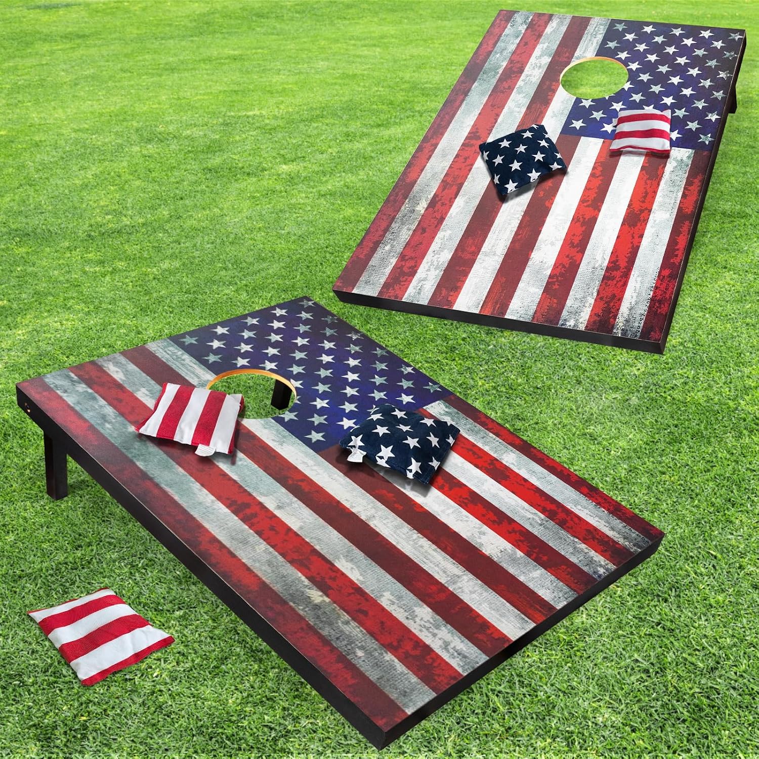 Cornhole Board Set 4x2 Regulation Size Cornhole Set with Carrying Bags & 8 Bean Bags Corn Hole Boards Bean Toss Game for Adults Family Outdoor Lawn Outside Backyard Games