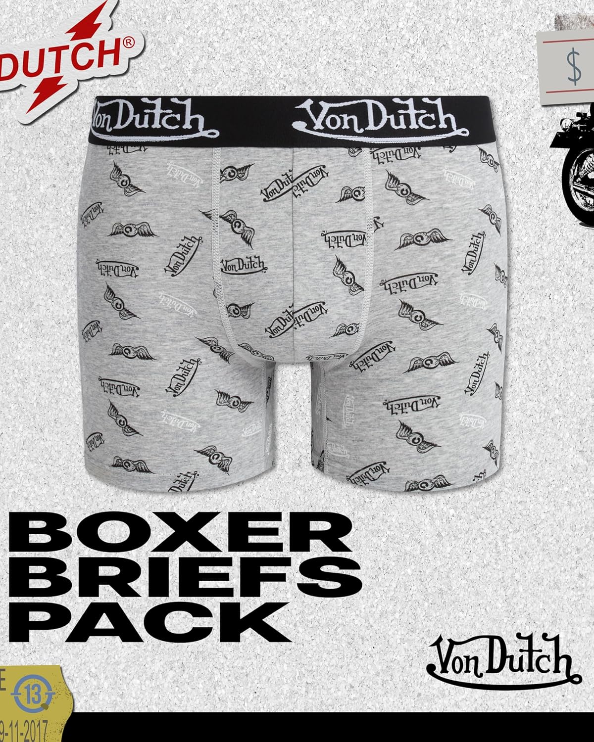 Von Dutch Mens Boxer Briefs - 4 Pack Soft Cotton Stretch Moisture Wicking Tag Free Mens Underwear Boxer Briefs (Sizes: S-XL) - Image 3