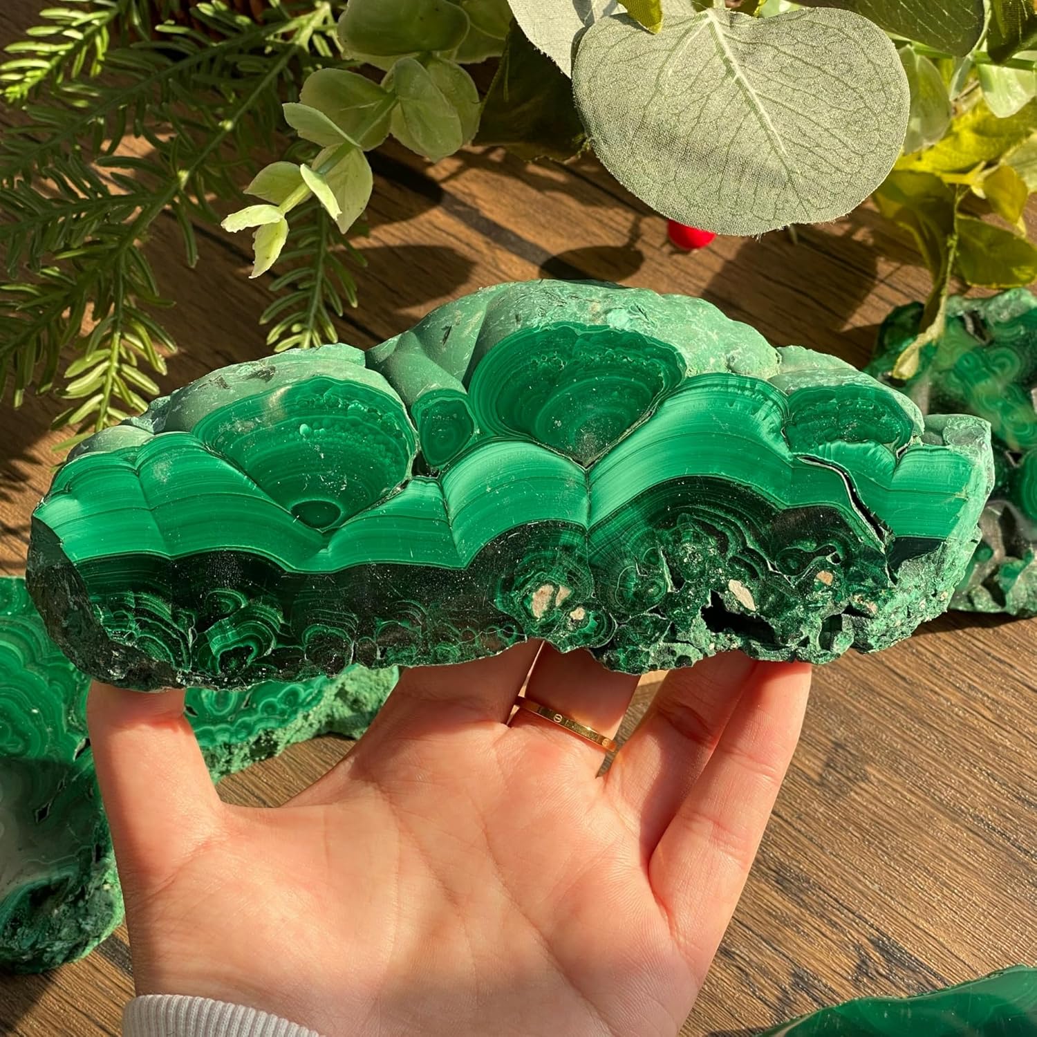1PC Natural Malachite Slices 500-600g Gaint Size Raw Stone Green Mineral Specimen DIY Material Energy Stone Polished Pocket Palm Stone