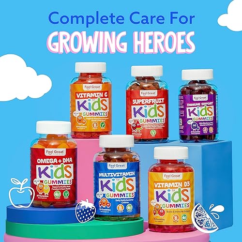 Vista 118 de Feel Great Vitamin Co - Gomitas de vitamina D para niños (suministro de 3 meses) Vitamina D3 para niños (1000 UI) Deliciosas gomitas