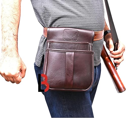 Miniatura 3 de Piel de vaca trampa de tiro de la cintura bolsa de munición tiro arma de almacenamiento Shell bolsa titular cartucho bolsa 50+