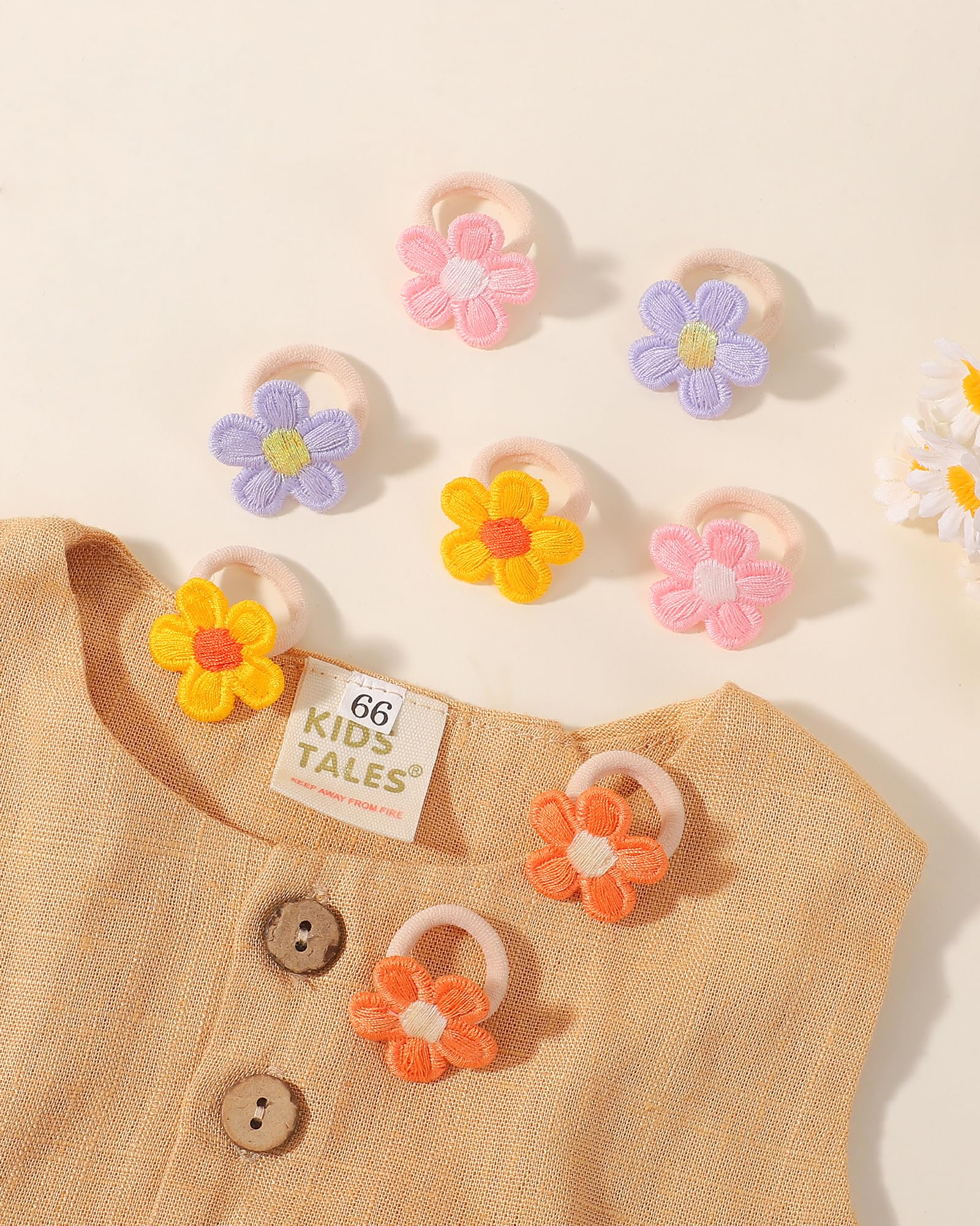 Jollybows 24 Pièces Élastiques à Cheveux Fleuris, Chouchou à Cheveux Mini Élastiques Cheveux pour Femmes Filles bebe