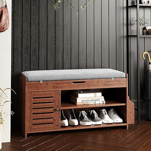Banco de entrada de almacenamiento secreto, banco de zapatos con almacenamiento oculto en la parte superior, soporte para revistas, asiento