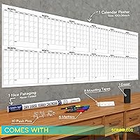 Vista 4 de Planificador mensual de borrado en seco extra grande de 100"x36" – Calendario de pizarra blanca de 12 meses incluye 6 marcadores de pizarra blancos