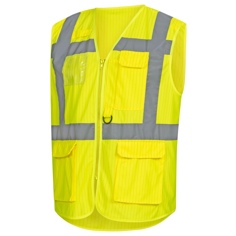 WETEC Chaleco reflectante de alta visibilidad, color amarillo neón, 3XL (chaleco reflectante de alta visibilidad, chaleco reflectante, chaleco reflectante, chaleco de seguridad)