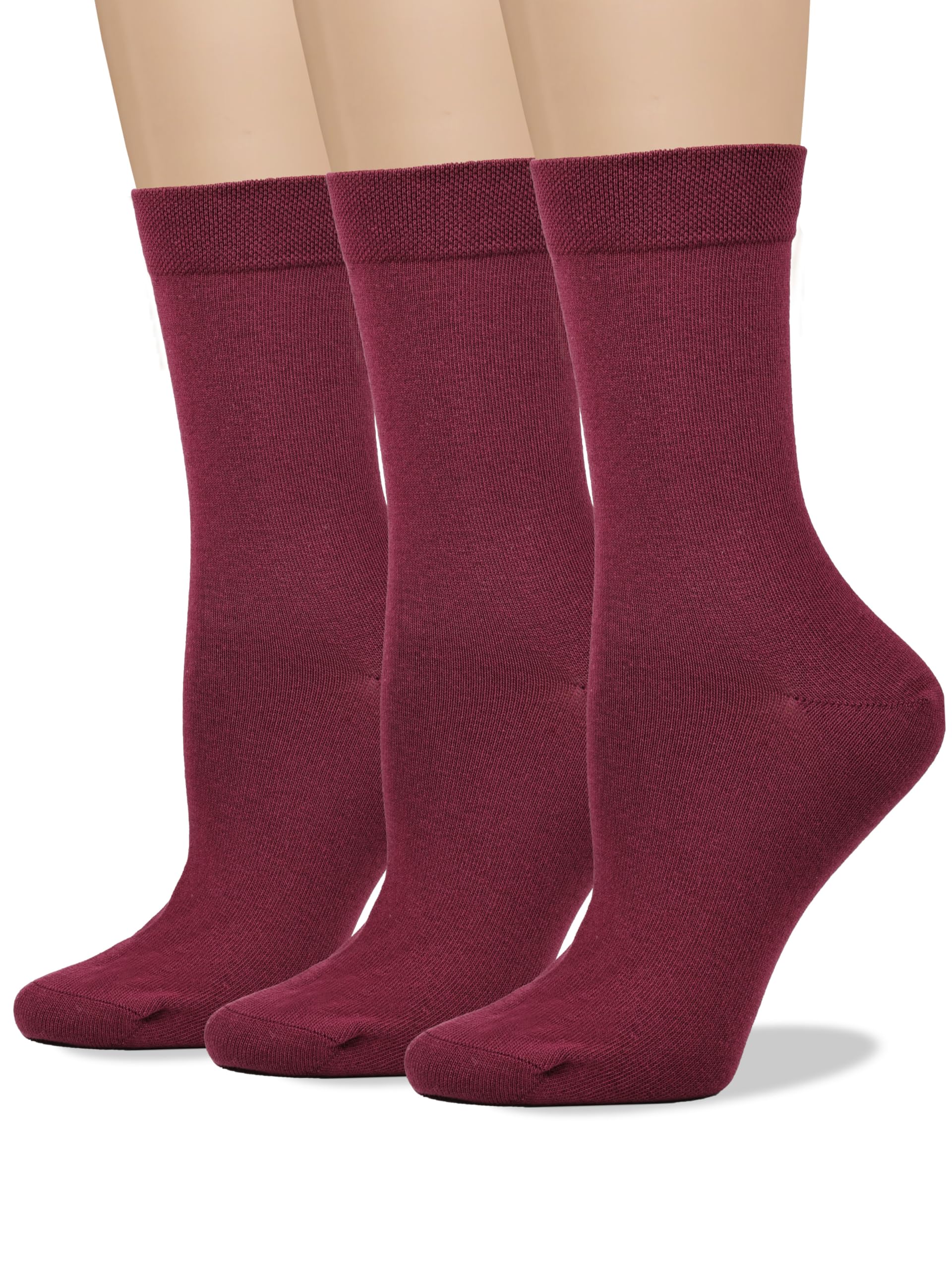 COTTON DAY Women's Soft Combed Cotton Socks Seamless Toe Black White Navy