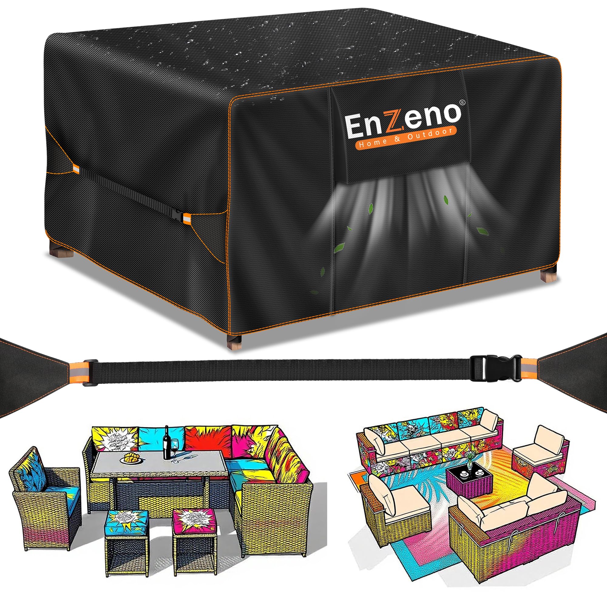 Enzeno Cover Garden Furniture Waterproof Rattan Furniture Garden Furniture Cover Winterproof Oxford Fabric Lounge Furniture Cover Garden Furniture Protective Covers Tarpaulin Furniture Sets 250 x 250