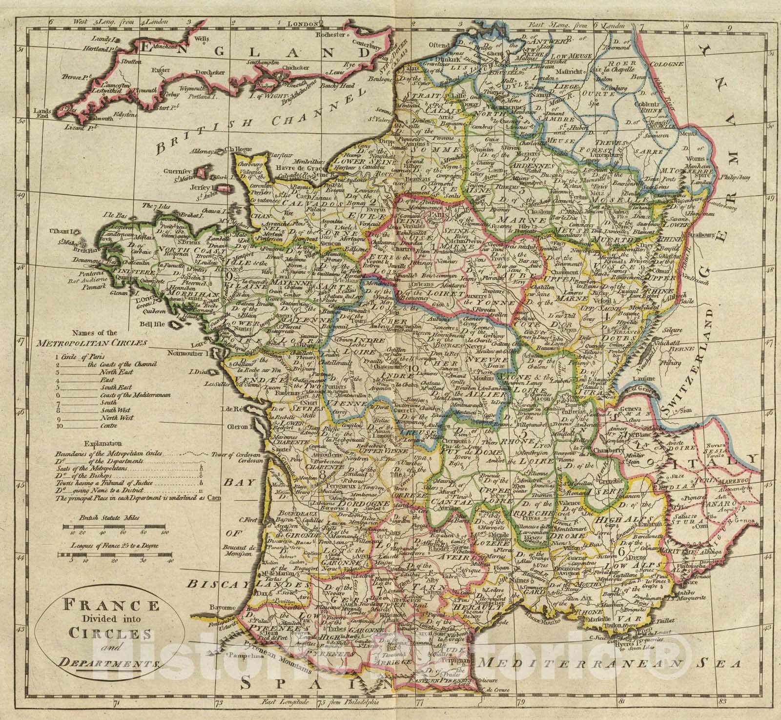 Amazon.com: Historic Pictoric Map : France Divided into Circles