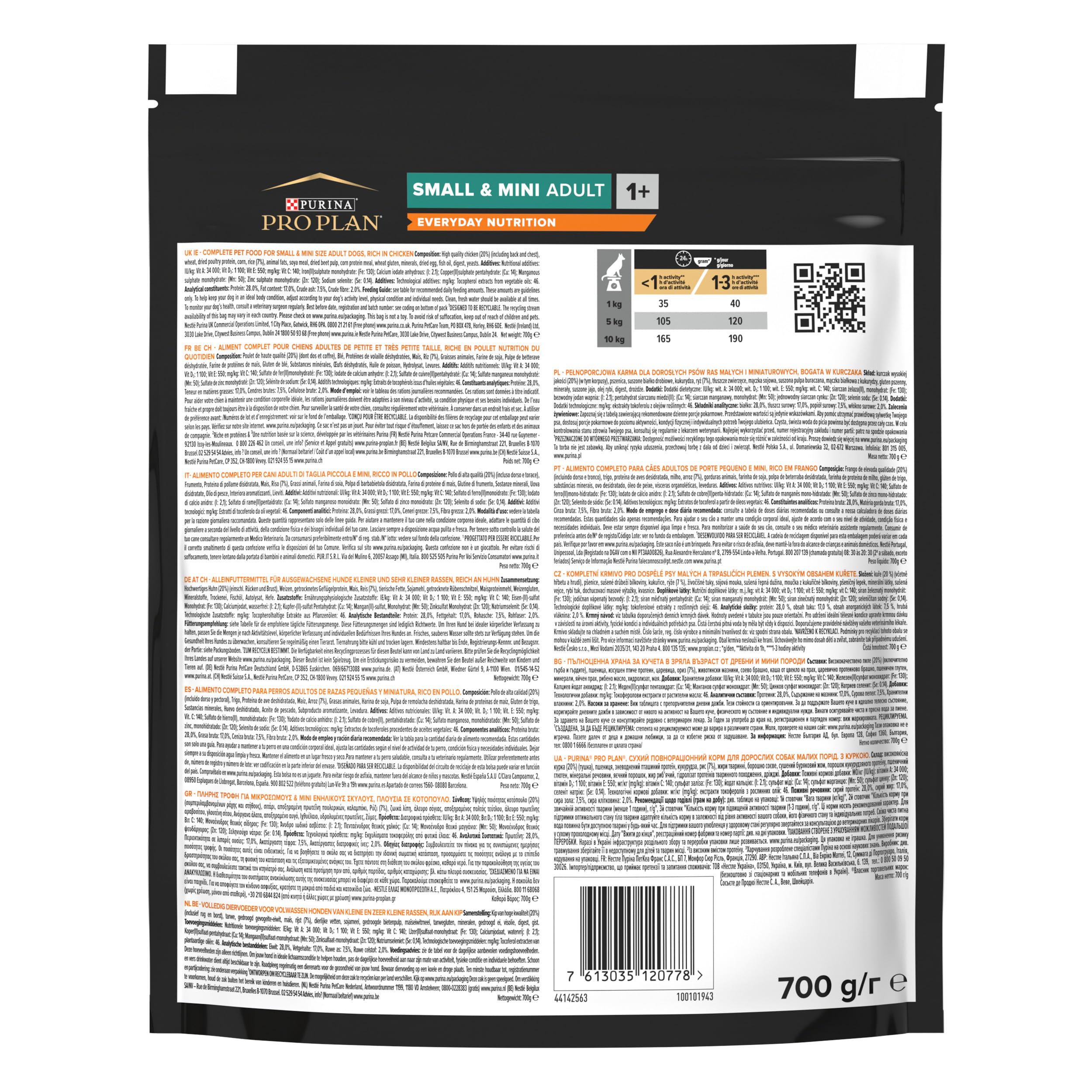 Purina Pro Plan Small Balance Pienso para Perro pequeño, Mini, Adulto con Pollo, 8 bolsas de 700g