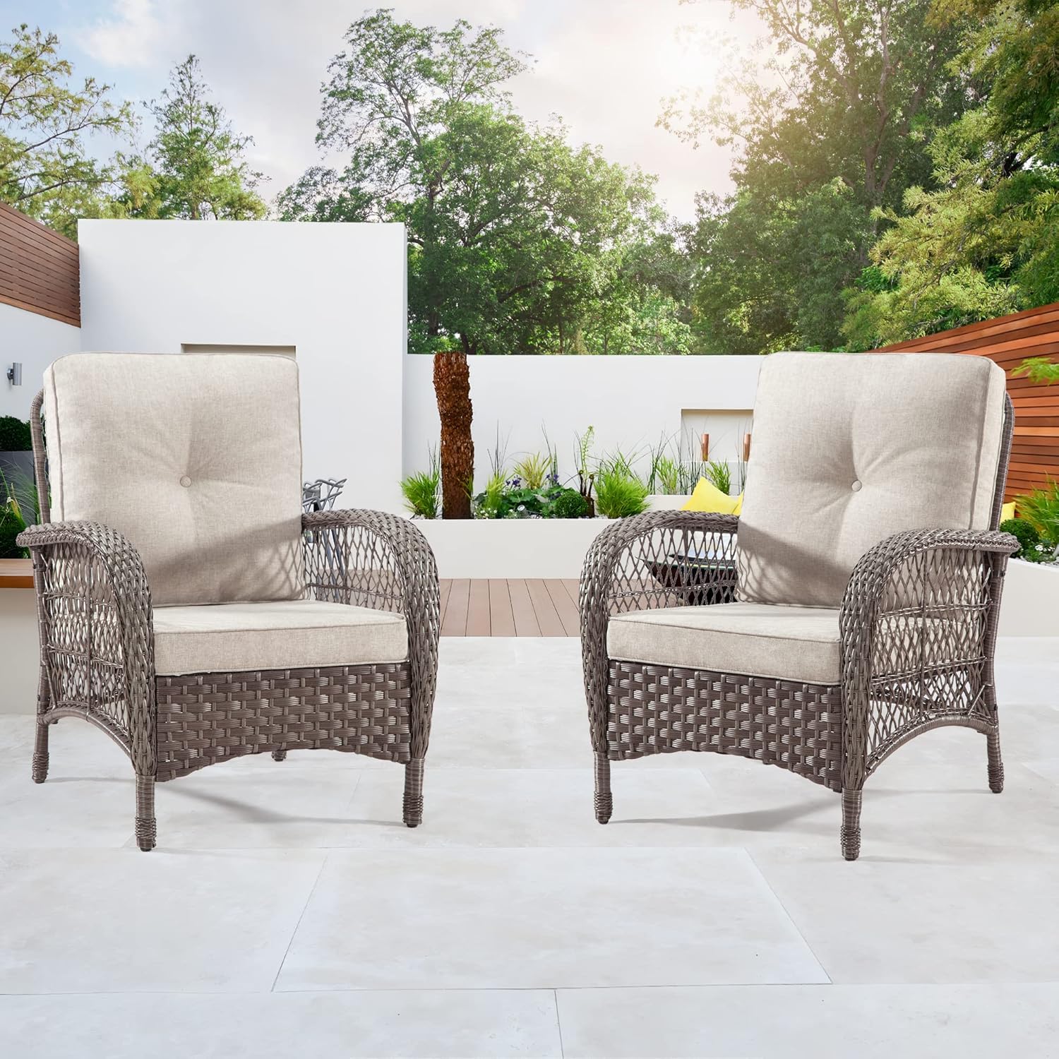Joyside Wicker Patio Chairs Set of 2 Outdoor Rattan Chairs with