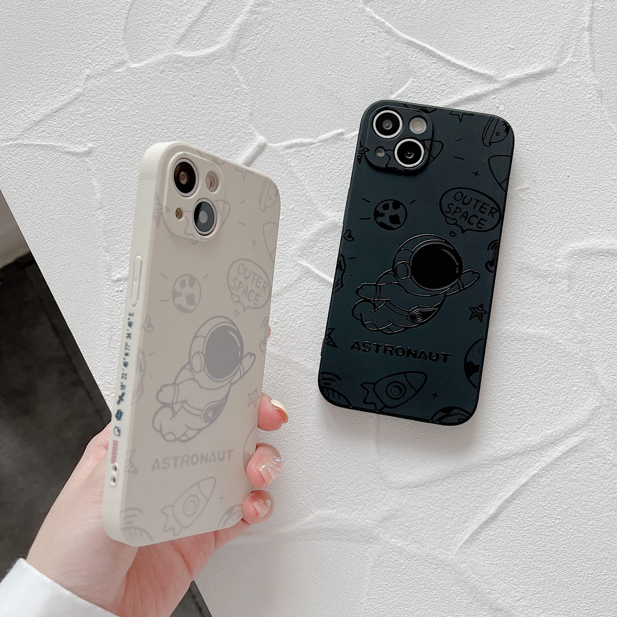 Yonds Queen for iPhone 15 Plus Cute Case, Cool Cartoon Astronaut Rocket Moon Space Design Stylish Soft TPU Bumper Shockproof Anti-Slip Protector Fashion Case (Fly Black, iPhone 15 Plus) — view 5