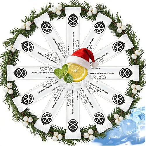 xcivi Paquete de 12 destiladores descalcificadores de ácido cítrico, limpieza en polvo de ácido cítrico para limpiar destiladores de agua, polvo