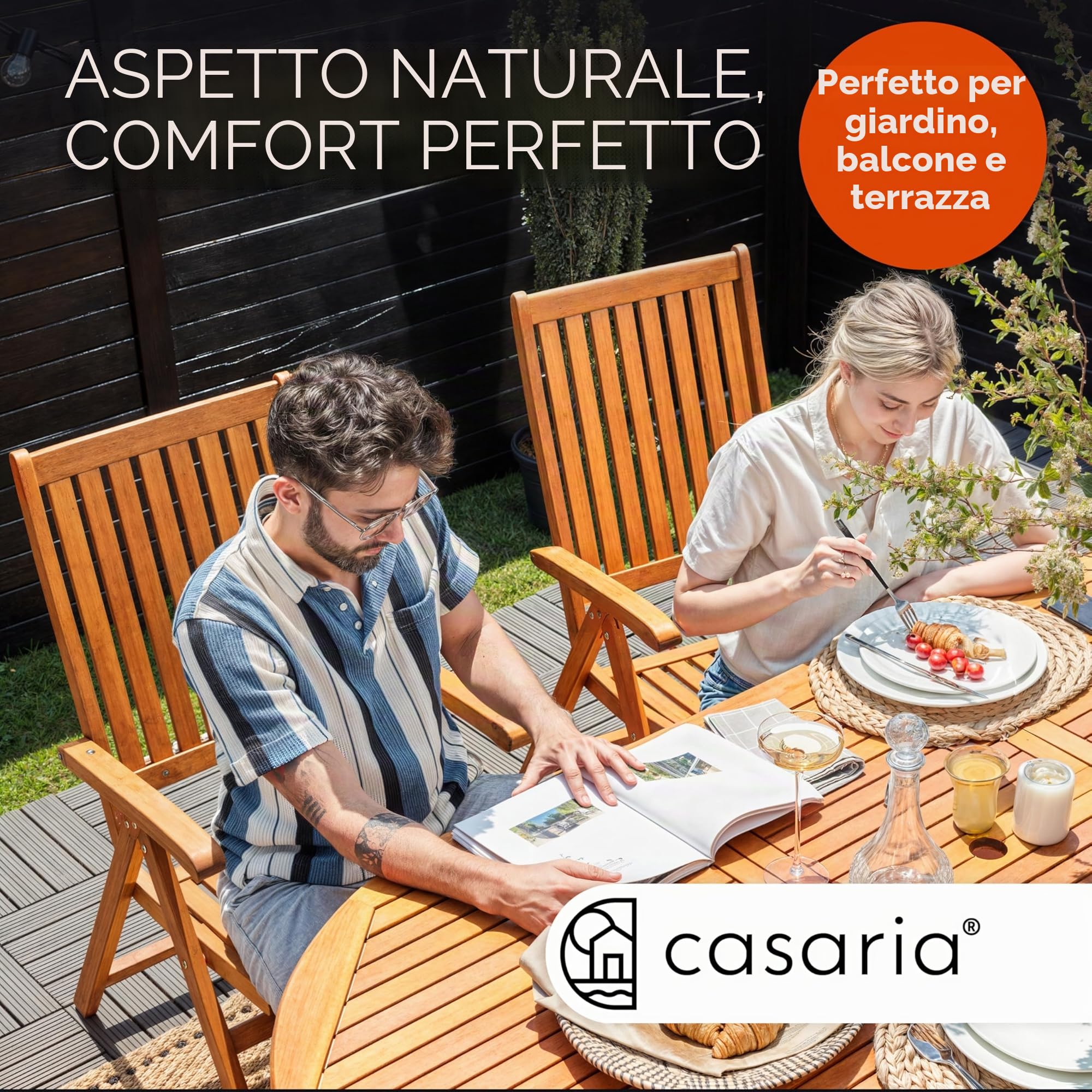 Casaria® Tavolo da Giardino Allungabile 200x100x74 cm Certificato FSC® Legno di Eucalipto Resistente Portata 160kg con Foro Ombrellone per Balcone Terrazza Balcone Esterno
