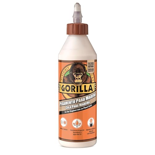 Gorilla Pegamento Para Madera, 532ml – Cola Blanca para Maderas Duras y Blandas con Aplicador Antiatasco | Uso Interior y Exterior, Resistente Al Agua